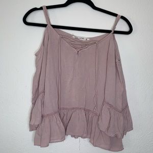 Dusty pink Boho Flowy Cold Shoulder Top Size Medium